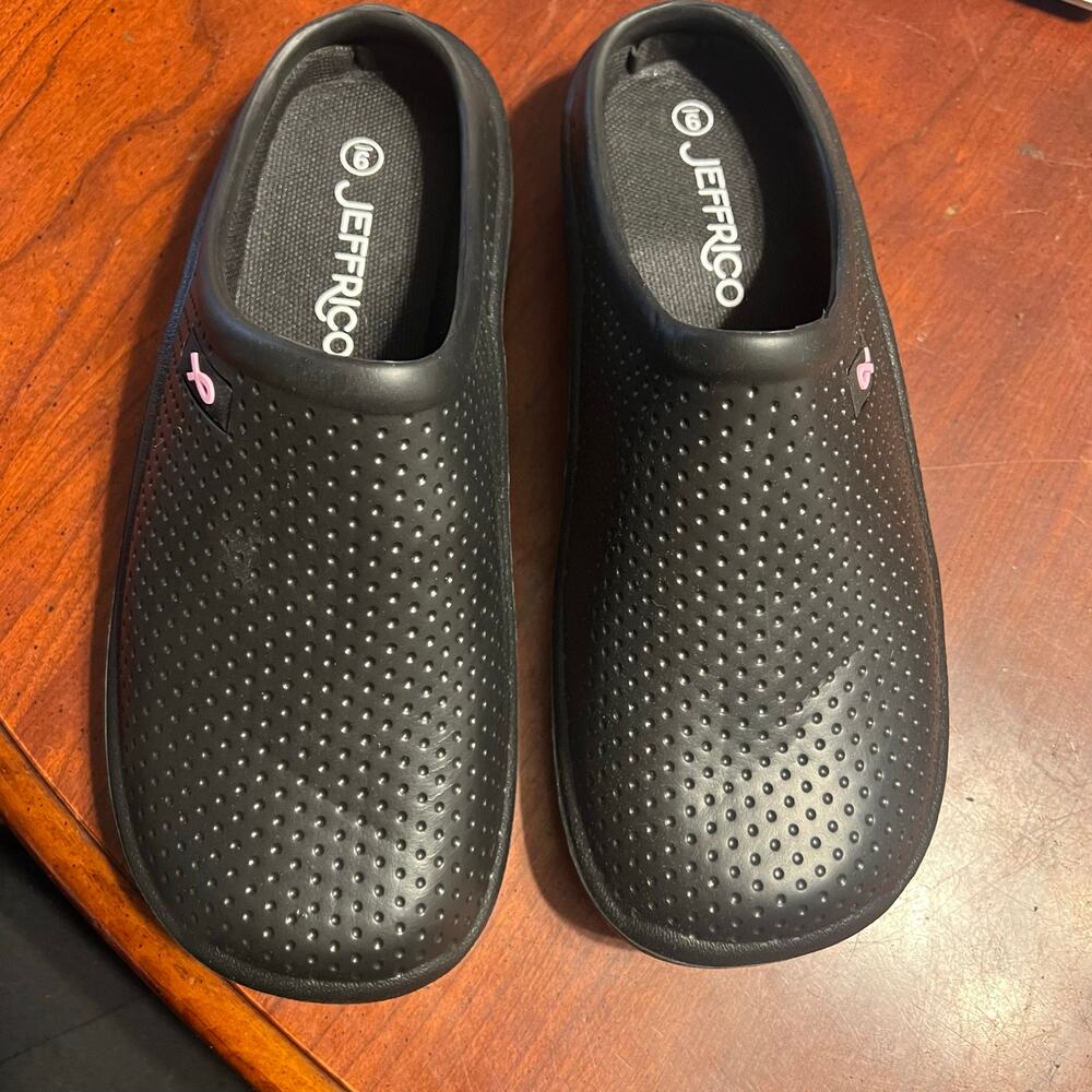 NWT Jeffrico women’s Shoes slides black sz 9 pick cancer ribbon comfy durable
